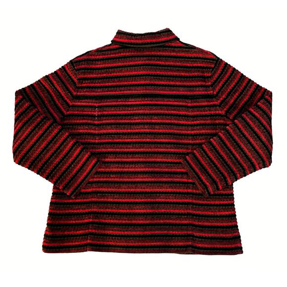 VINTAGE Christopher & Banks Red Striped Button-Up Coat Womens Size XL - Picture 7 of 7